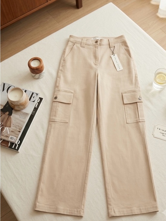 Trina Turk Denim - Trina Turk Beige Wide-Leg Cargo Jeans